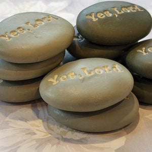 Personalized Clay Stone 1-1/2 inch One Word, Earthy, Bold Tones, Small Gift under 15, Indoor Gardening, Customize Your Word, Prayer Stone image 4