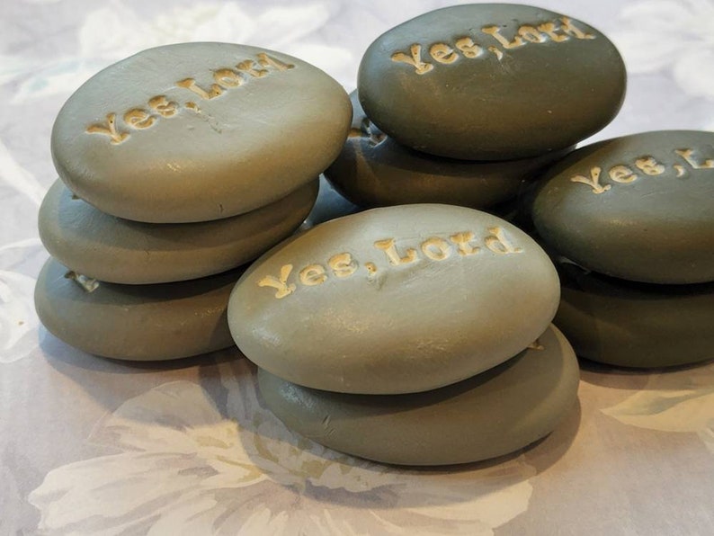 Personalized Clay Stone 1-1/2 inch One Word, Earthy, Bold Tones, Small Gift under 15, Indoor Gardening, Customize Your Word, Prayer Stone image 4