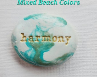 Beach Inspired Pocket Rock, Hand-crafted 1-1/2" Clay Stone, All Occasion Gift, Personalized for Everyone