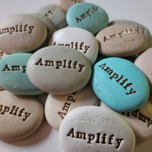 Personalized Clay Stone 1-1/2 inch One Word, Earthy, Bold Tones, Small Gift under 15, Indoor Gardening, Customize Your Word, Prayer Stone image 9