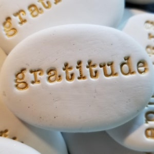 Employee Appreciation Gift, Small Gratitude Affirmation, Clay Stone, 1-1/2", Bulk Orders Available