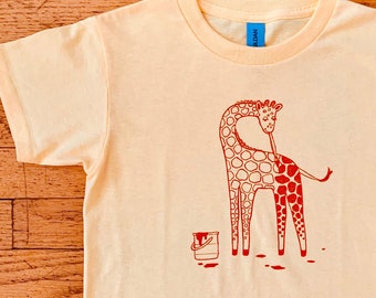 Painting Giraffe T-shirts for Children Kids