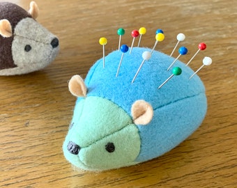 Hedgehog Pincushion Blue, Cute! Stuffed Hedgehog