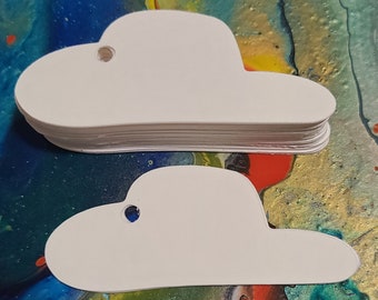30 White Cowboy Hat Die Cuts: Card Stock Price Tags