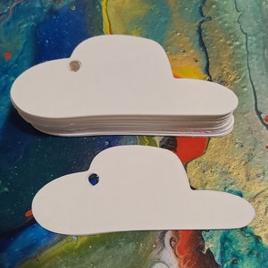 Conjunto de 30 chapéus de cowboy brancos recortados - Papel cartão branco - Etiqueta de preço - Etiqueta de mercadoria