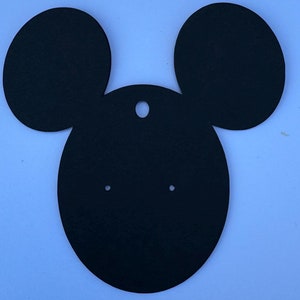 50 Cartões de Brincos de Mouse 3"x3" - Orelhas de Mouse - Cabeça de Mouse Preta - Expositor de Joias de Cabeça de Mouse - Cartões de Produtos - Cabeça de Mouse Recortada - Recortada