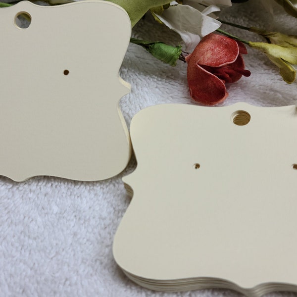 50 Earring Cards- Cream Cardstock - 110lb Extra Heavy Weight- Bracket Design Style