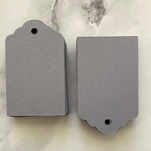 Conjunto de 50 etiquetas de corte cinza/cinza - Recortes - Etiquetas de preço - Etiquetas de mercadorias - Papel cartão cinza - Etiquetas para roupas - Scrapbooking - Fabricação de cartões - Etiquetas