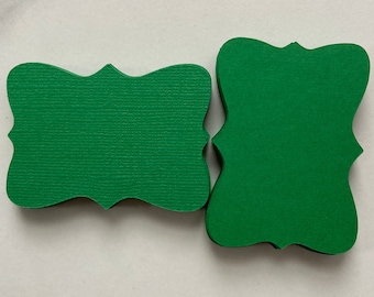 Set of 50 Textured Green Die Cut Bracket Cards-Decorative Card Stock-Die Cut Labels-Bracket Cards-Card Making Supplies-Stamping-Card Topper
