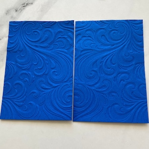 Lot de 5 feuilles 3D bleues en relief, papier cartonné gaufré, superposition de cartes, recto de carte, papier de créateur, découpes en relief, fabrication de cartes