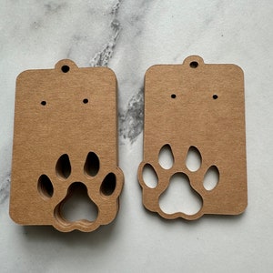 50 empreintes de pattes de chien, cartes de boucles d'oreilles, empreintes de pattes de chien découpées Kraft, cartes de présentation de bijoux, cartes de boucles d'oreilles
