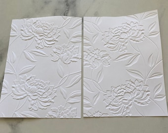 3D Diep Reliëf Witte Prachtige Bloemen - Wit Reliëf Karton - Reliëf Stansvormen - Designerpapier - Kaart Voorkant - Kaartlagen