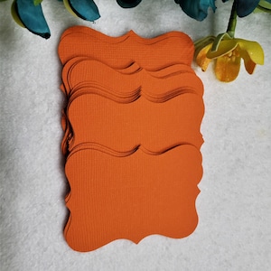 25 Suportes texturizados laranja cortados em papel cartão - Etiquetas cortadas em papel - Peso leve 65 lb - Estilo de suporte decorativo