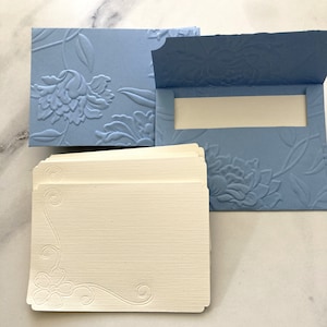 Lot de 8 enveloppes et cartes bleues gaufrées, cartes et enveloppes découpées, enveloppes 3D Beautiful Bloom et cartes fleurs estampées