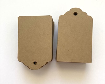 100 Kraft Scalloped Gift Tags – Blank Cardstock Hang Tags