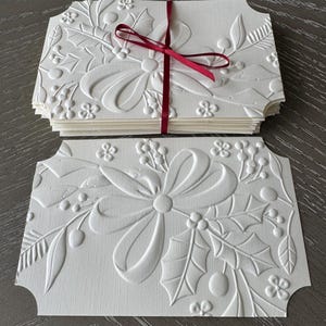 Lot de 25 décorations pour cartes de vœux florales des fêtes 3D profondément gaufrées, recto de carte texturé, recto de carte en relief