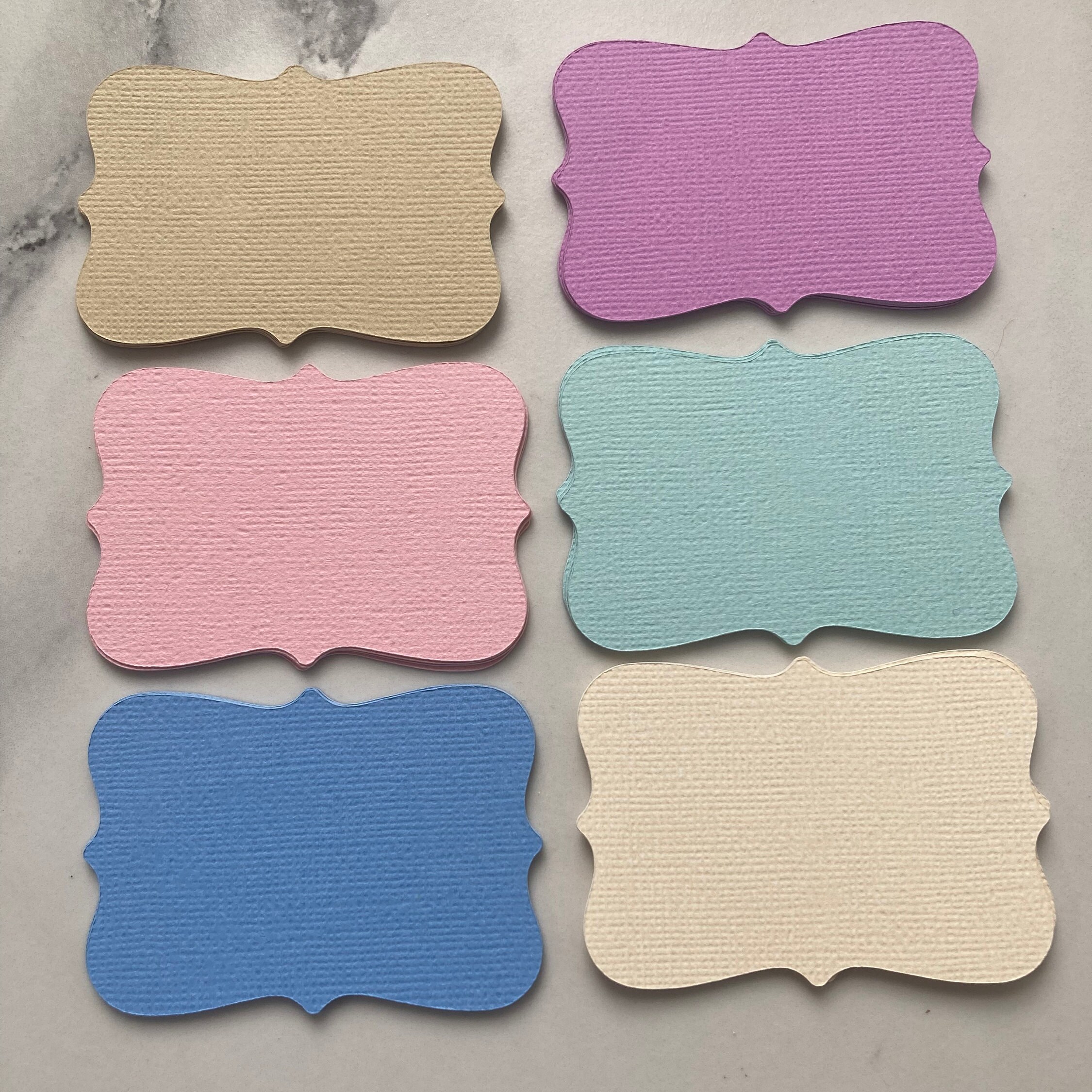 30 Textured Decorative Die Cut Card Stock Various Pastel Color Cards