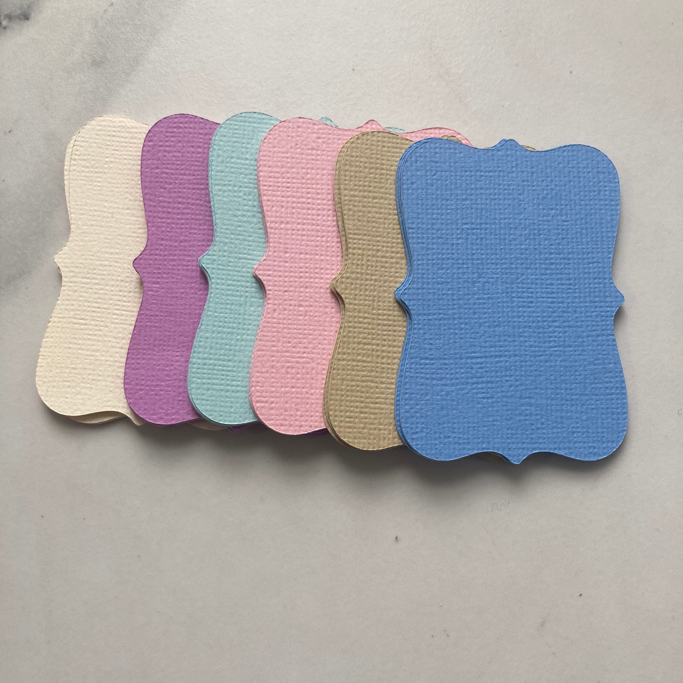 30 Textured Decorative Die Cut Card Stock Various Pastel Color Cards