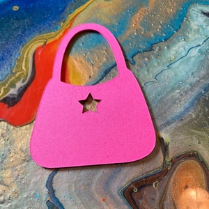 25 sacs à main rose fuchsia découpés - Porte-monnaie tendance - Papier cartonné rose - Étiquettes de marchandise - Estampage pour scrapbooking - Accessoires pour fabrication de cartes - Découpes