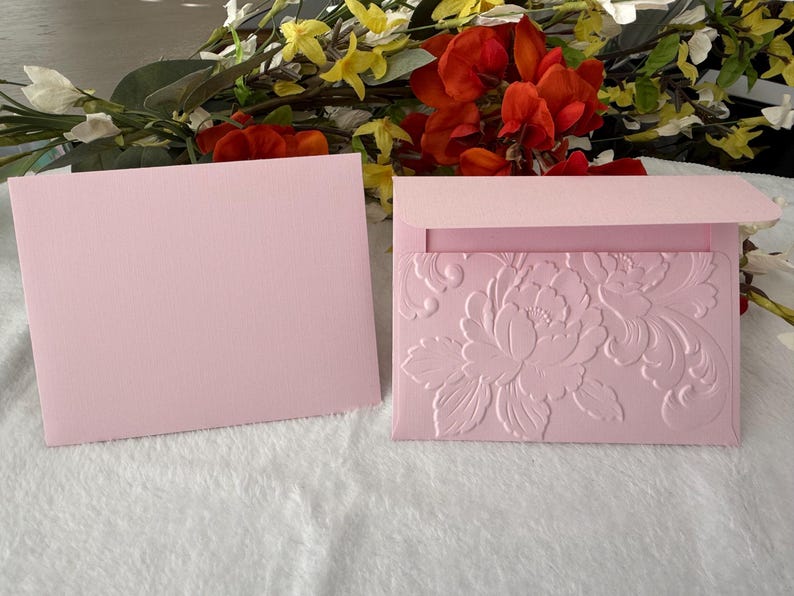 Set of 12 Blank 3D Embossed Floral Card Set, Note Cards & Envelopes ...