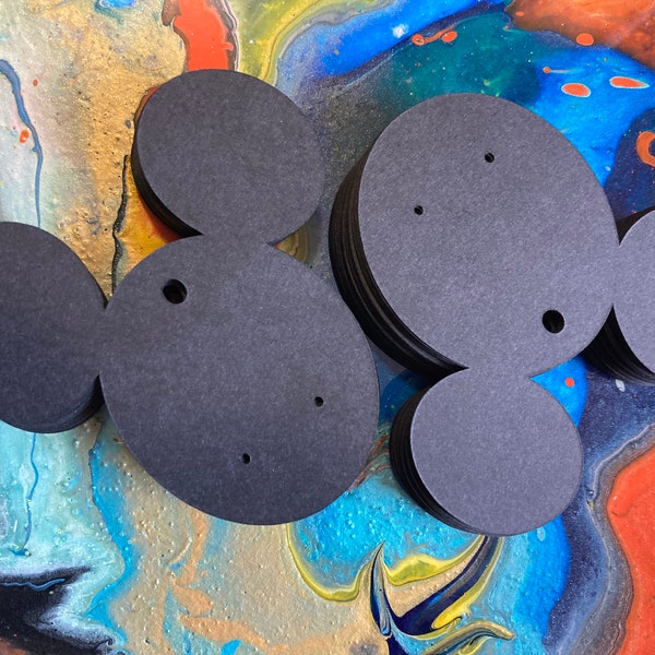 50 3"x3" Mouse Earring Cards - Mouse Ears- Black Mouse Head - Mouse Head Jewelry Display - Merchandise Cards - Die Cut Mouse Head - Die Cut