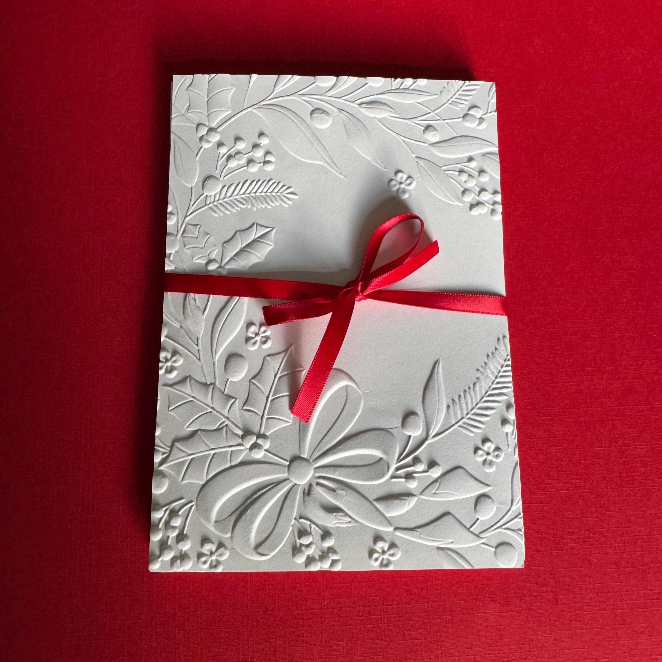8 Sheets of 3D Embossed Holiday Floral Swag Card Toppers, Textured Card ...