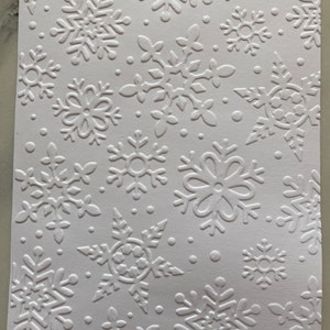 Lot de 5 cartons blancs en relief flocon de neige, papier de créateur, recto de carte de vœux, papier de créateur flocon de neige, flocon de neige