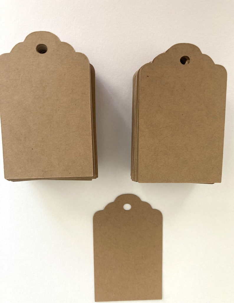 Tag Paper Stack 100 Kraft Scalloped Gift Tags – Blank Cardstock Hang Tags - Etsy