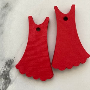 15 Vestido vermelho recortado - Vestido vermelho - Vestido de sol vermelho - Etiquetas de preço - Cartão texturizado vermelho - Pequeno vestido vermelho - Etiquetas de mercadorias - Etiquetas de preço