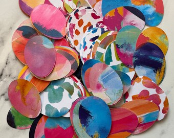Set of 50 Colorful Pearlized Card Stock Easter Eggs with Abstract Designs