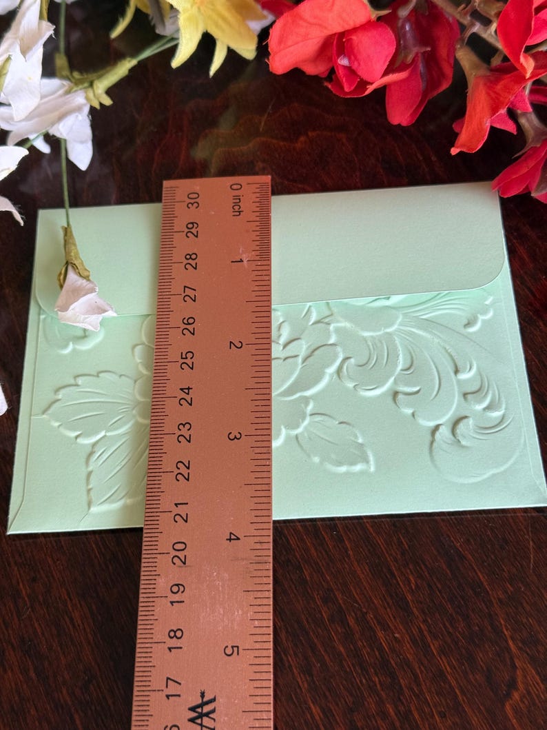 Set of 10 Mailable Light Green Floral 3D Embossed Stationery, Wedding ...