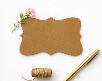 3 "Breit - Blank Kraft Klammer Karten - Braune dekorative Tags für Scrapbooking, Geschenkanhänger & Grußkarten (50Pack)