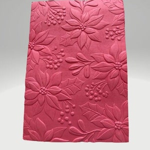 5 - Poinsétias cortadas rosa em relevo 3D, estoque de cartão em relevo, papel de designer, camadas de cartão, flores de férias, estoque de cartão rosa, papel em relevo