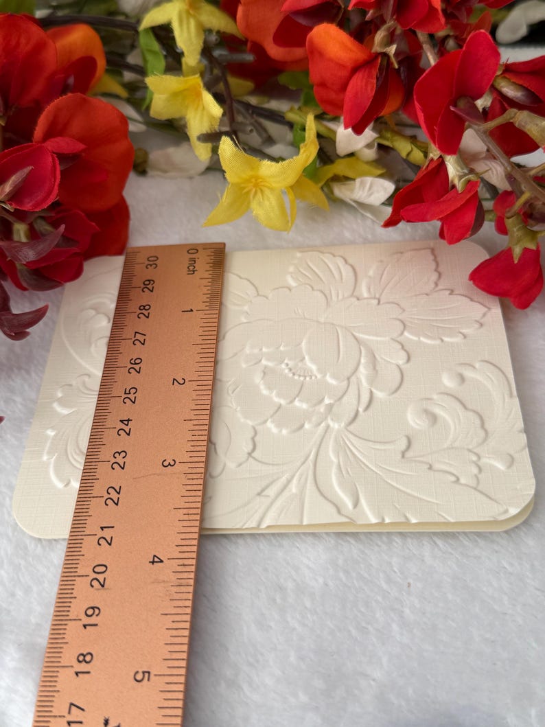 Set of 12 Blank 3D Embossed Floral Card Set, Note Cards & Envelopes ...