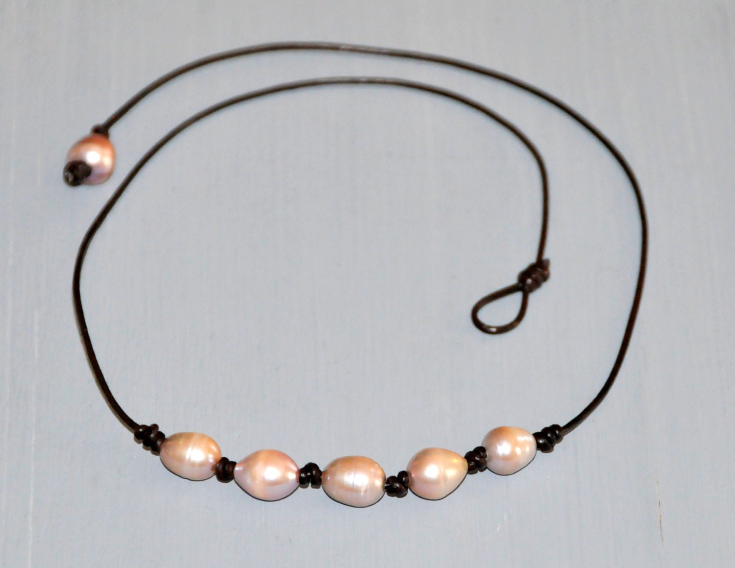 pearls and leather necklace