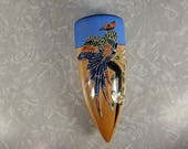 Vtg Hotta Yu Shoten Japan - Ceramic Wall Pocket - Satsuma Bird Moriage - Luster-Ware