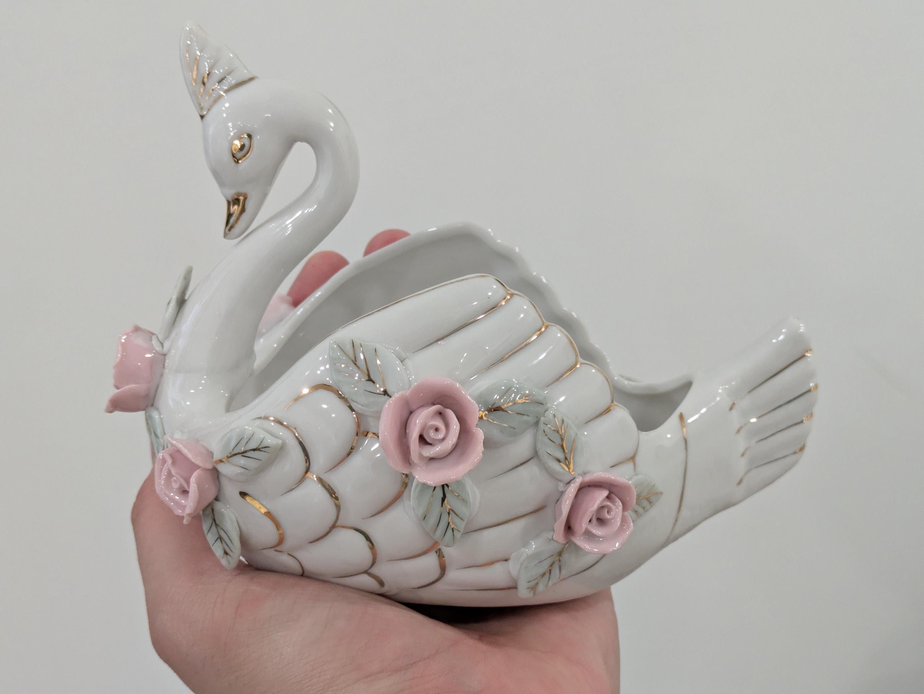 陶器の白鳥の花瓶 - Etsy 日本
