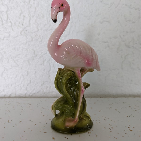 Vintage 7" Ceramic Pink Flamingo Figurine - Made in Japan