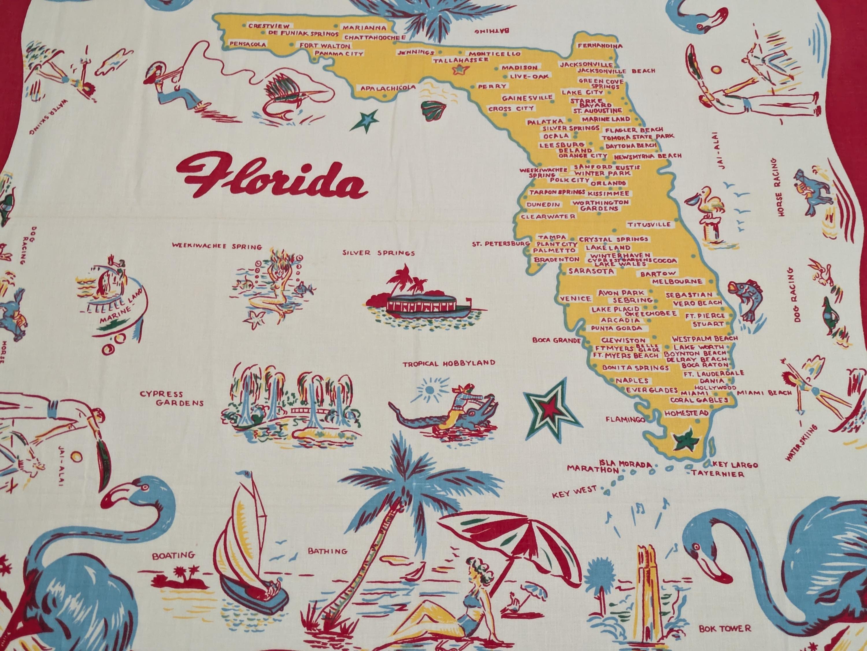 Vintage Tablecloth State Map - Etsy