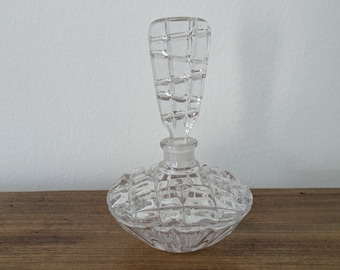 Vintage Quilted Crystal Perfume Bottle Cut Glass Vanity Bottle With Stopper