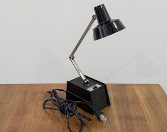 Vintage 1983 Mobilelite Desk Lamp | Black Adjustable Task Lamp Made in Taiwan | Folding Arm Office Lamp