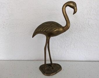 Vintage große Messing Flamingo Statue