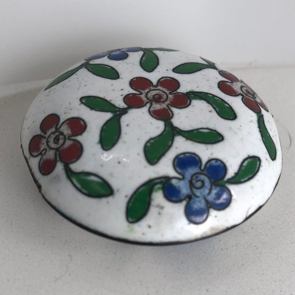 Cloisonne bead Japanese floral flat pancake