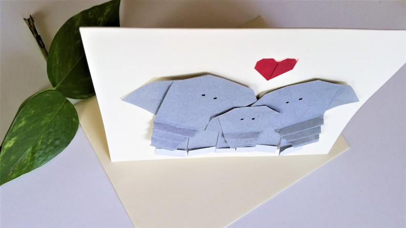 Origami Elephant Family Greeting Card First Baby Congratulation Card New baby Card image 7