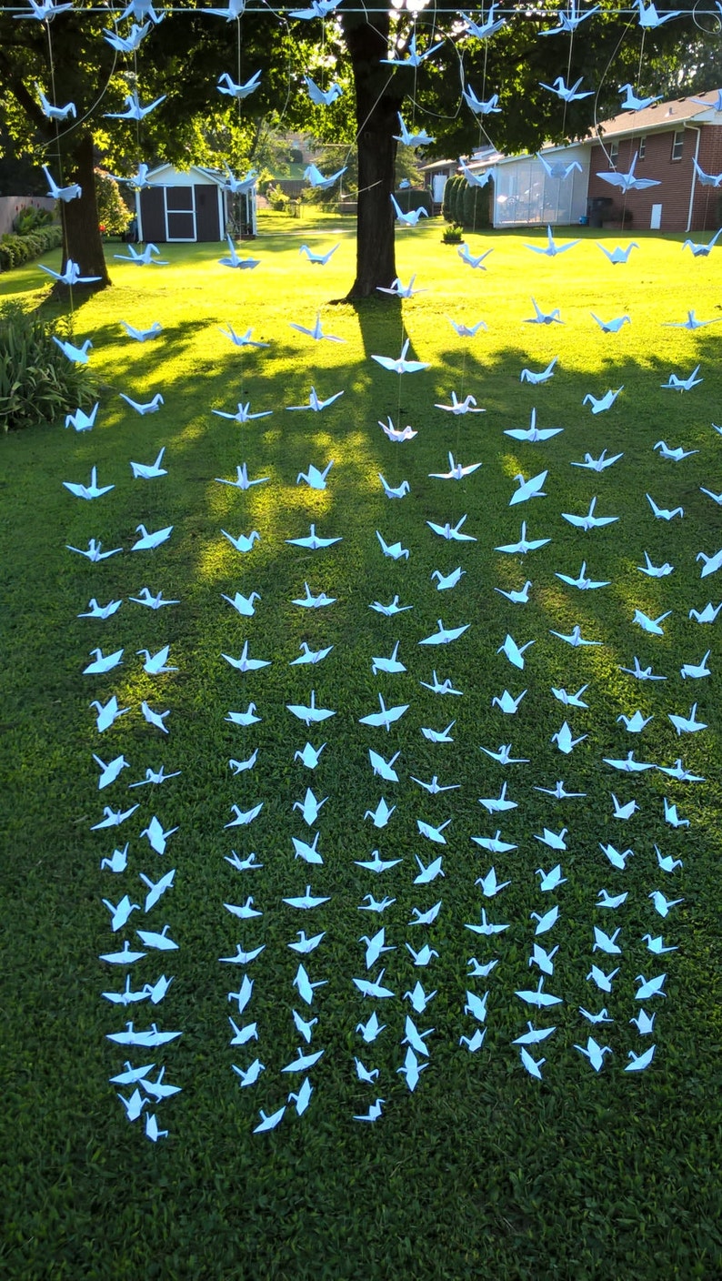 1000 Origami Paper Cranes Garland-origami cranes on string-Cranes wedding backdrop-origami paper cranes garland-Wedding decoration image 3