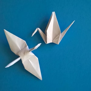 100 Small white origami paper Cranes, 2.5 White, wedding decoration image 1