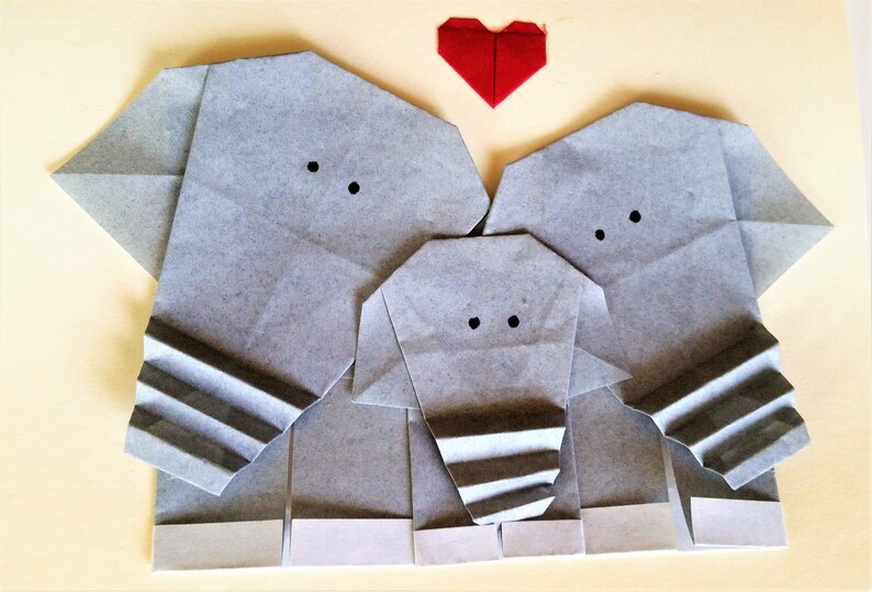 Origami Elephant Family Greeting Card First Baby Congratulation Card New baby Card image 5