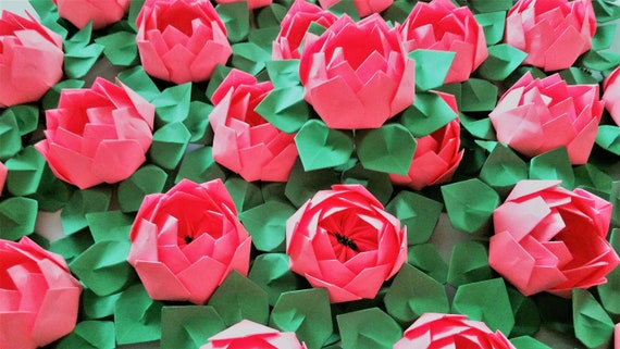 50 Origami Paper Lotus Blossoms Origami Lotus Origami Flower Paper Flower Wedding Decoration Wedding Centerpiece Wedding Table Decor