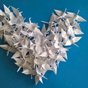 100 Small white origami paper Cranes, 2.5 White, wedding decoration image 2