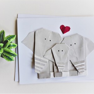 Origami Elephant Family Greeting Card First Baby Congratulation Card New baby Card image 1